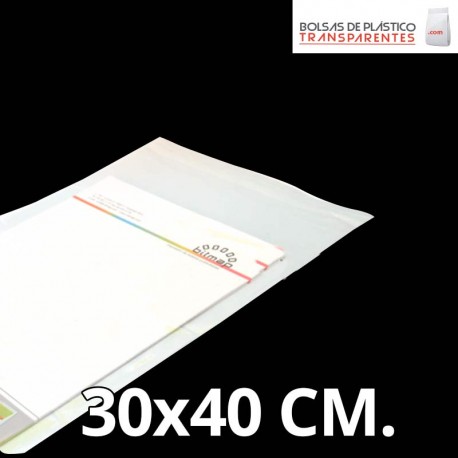 Bolsa de Plástico Transparente Polipropileno Cpp y Solapa Adhesiva 25x35 cm.