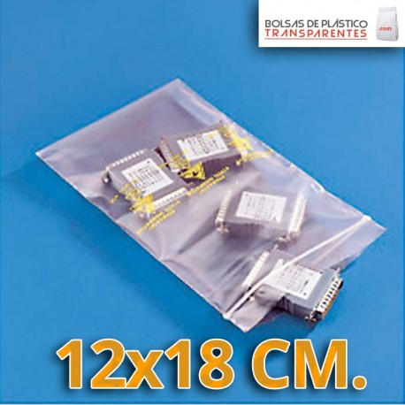 Bolsa de Plástico Transparente Polietileno Cierre Zip 12x18 cm.