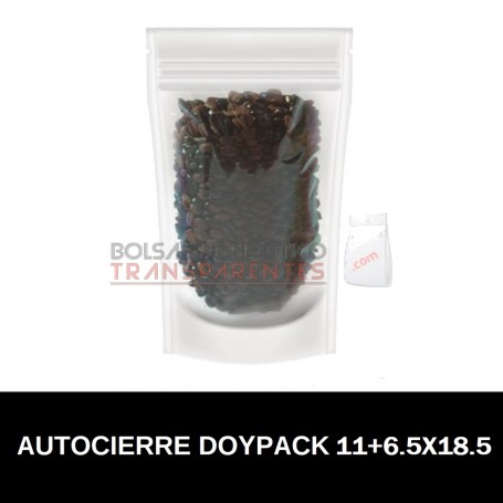 Bolsas Polietileno Doypack Autocierre y Base 11x18.5+6.5