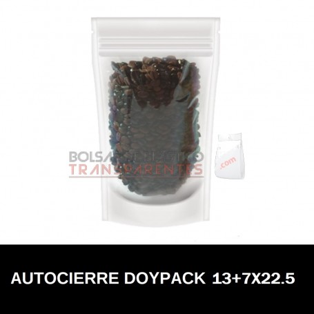 Bolsas Polietileno Doypack Autocierre y Base 13x22.5+7