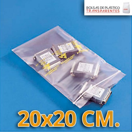 Bolsa de Plástico Transparente Polietileno Cierre Zip 20x20 cm.