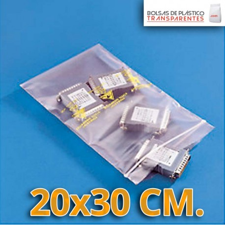 Bolsa de Plástico Transparente Polietileno Cierre Zip 20x30 cm.