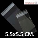 Bolsas de Plastico Transparentes Polipropileno Solapa adhesiva  5.5x5.5 cm.