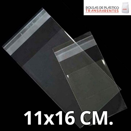 Bolsa de Plástico Transparente Polipropileno Solapa adhesiva  10x15 cm.