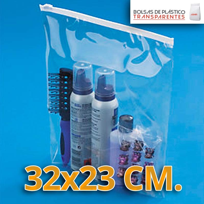 Bolsa de Plástico Transparente Polietileno Cierre Cursor 32x23 cm.