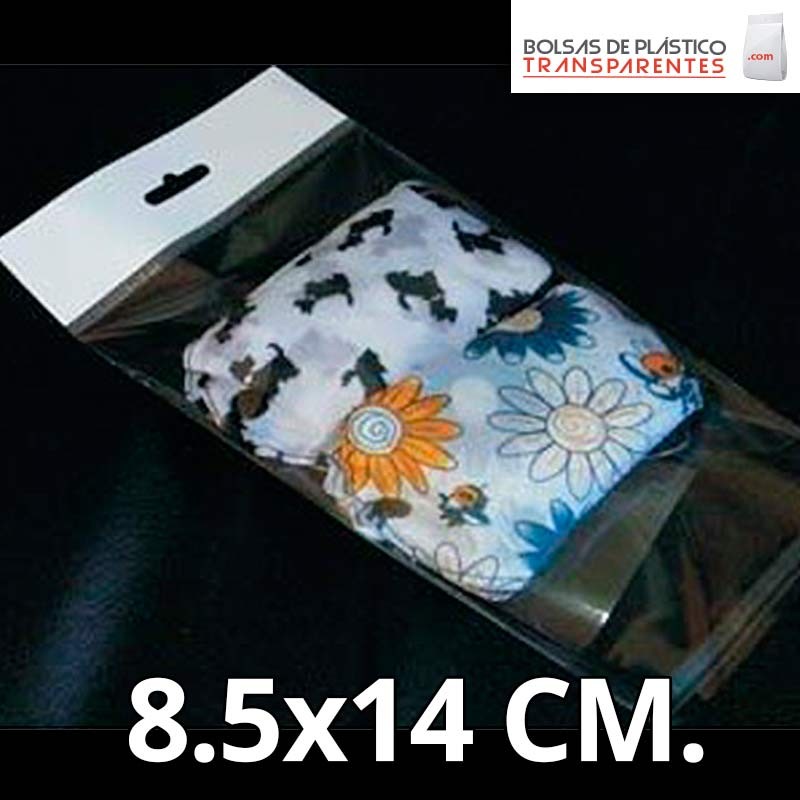 Bolsa de Plástico Transparente Polipropileno Solapa adhesiva y Eurotaladro 8.5x14 cm.