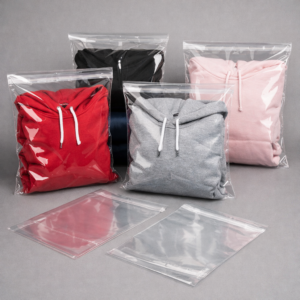Bolsas de celofán con solapa adhesiva transparentes de polipropileno para embalaje de ropa y productos textiles