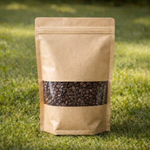 bolsas doypack kraft con ventana transparentes para alimentación