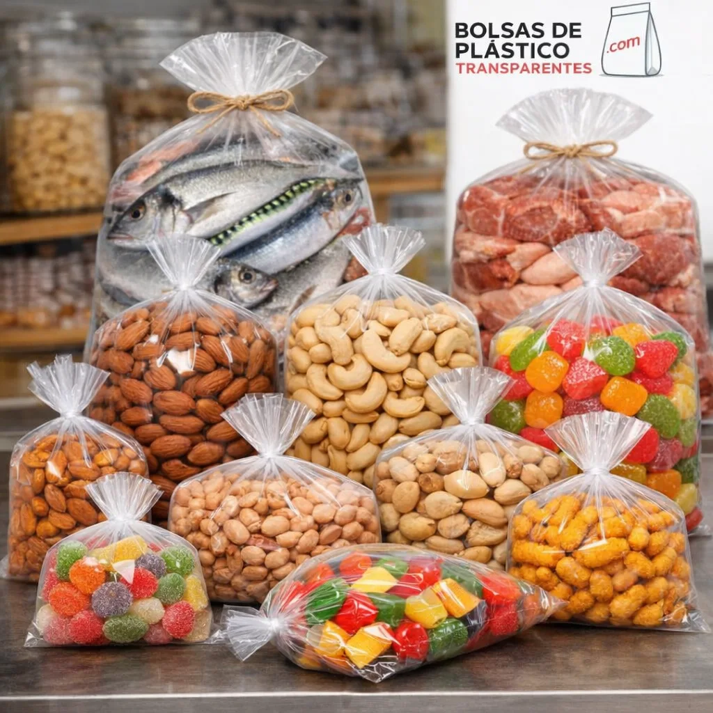 bolsas de polietileno para alimentación con frutos secos chucherías carne y pescado