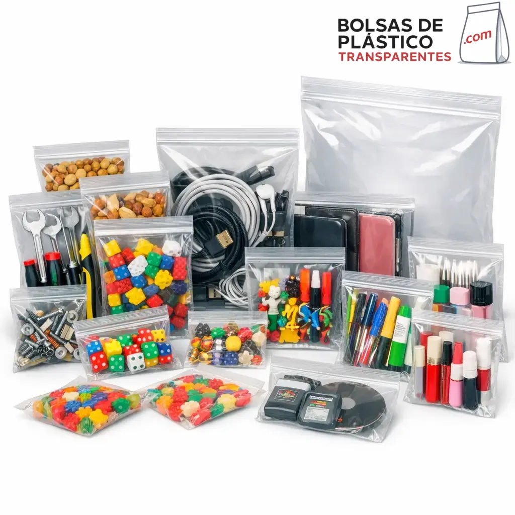 bolsas-zip-transparentes-diferentes-tamaños-productos bolsas de plástico con autocierre transparentes con tornillos cables maquillaje y pequeños productos